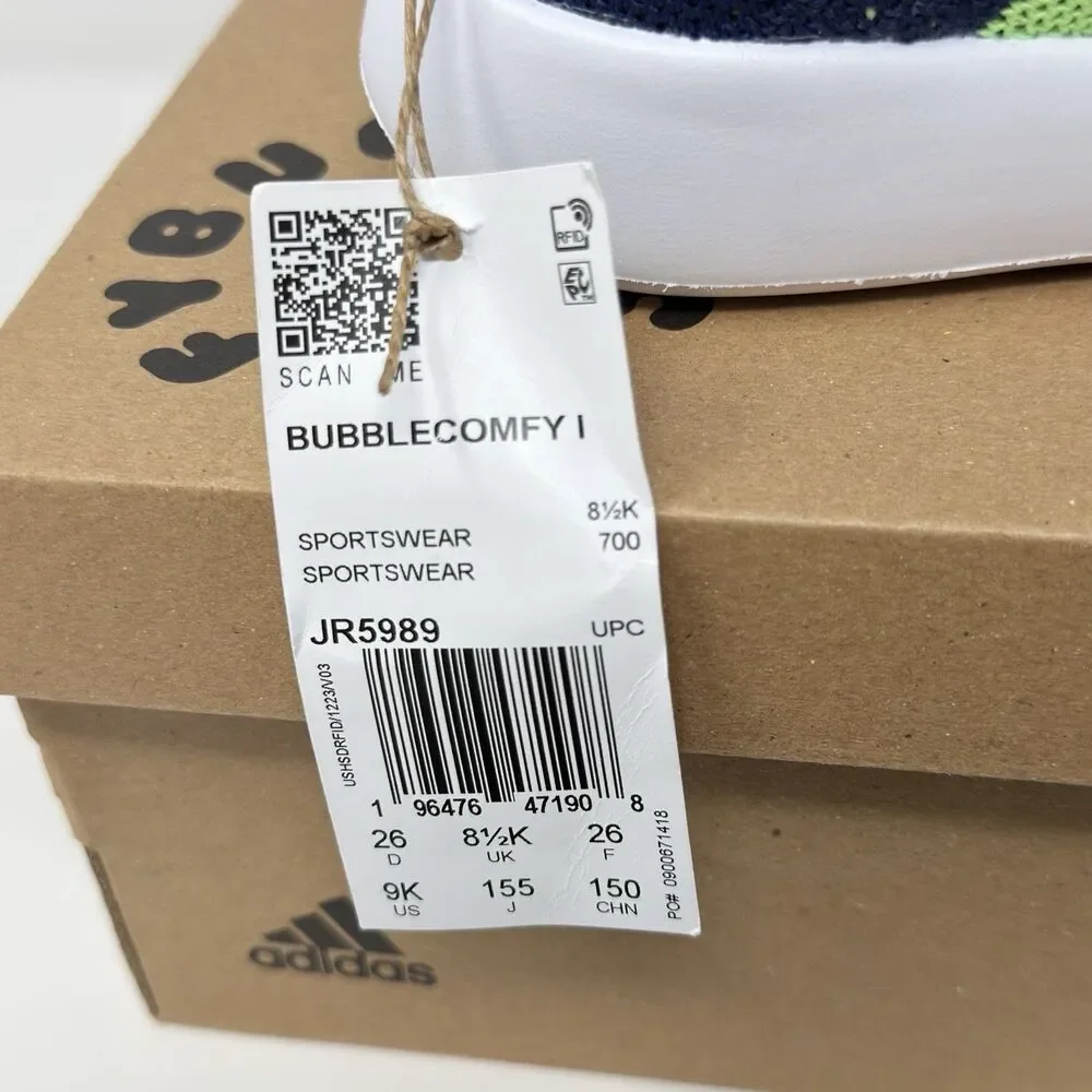 Adidas Bubblecomfy I Kids Shoes Size 9K Blue Green Lightweight STORE MODEL